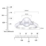 8-8.5mm Freshwater White Pearl & 0.21ctw Diamond Ring, 14ct White Gold