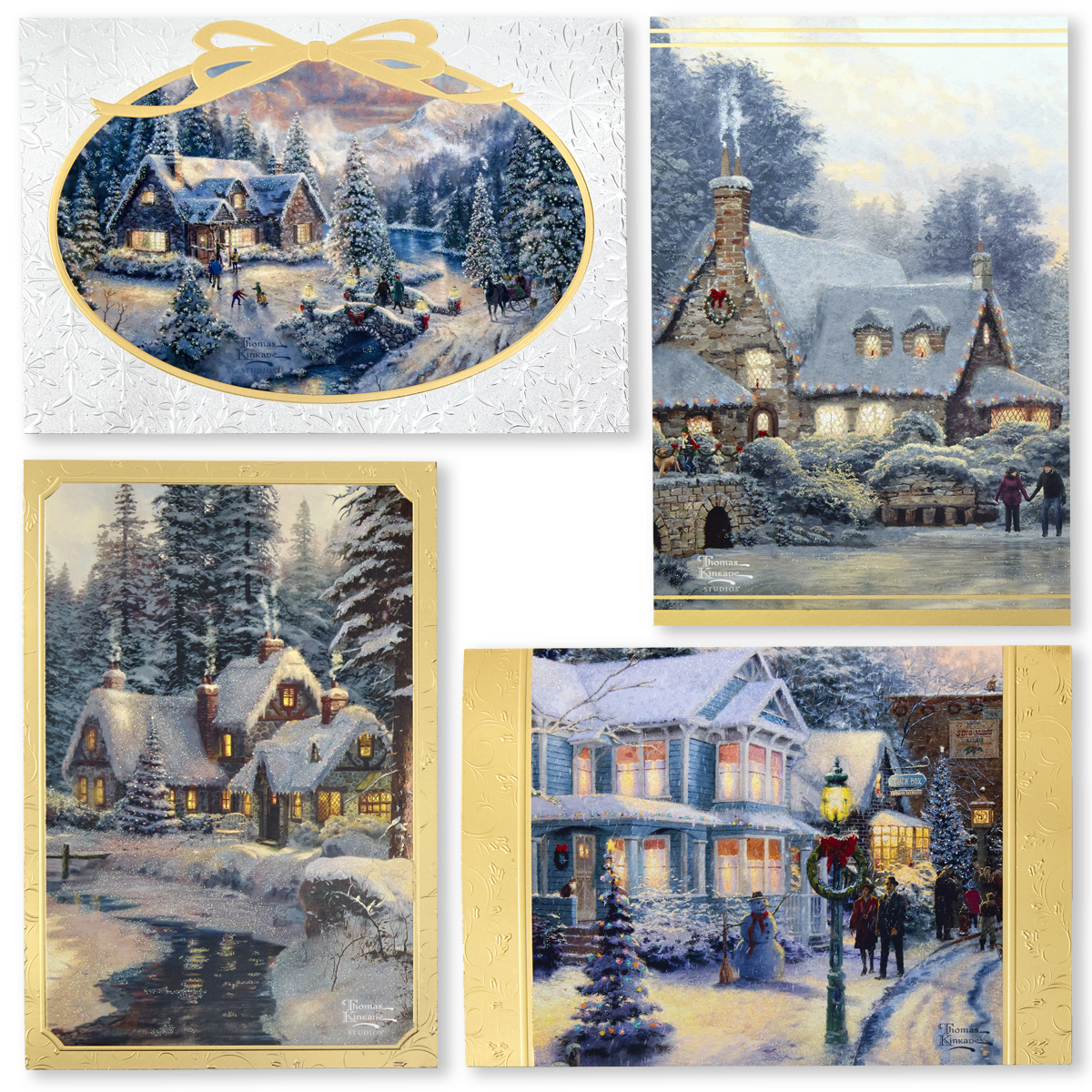 Hallmark Hand Crafted Christmas Card Assortment: Thomas Kinkade - 40 Pack