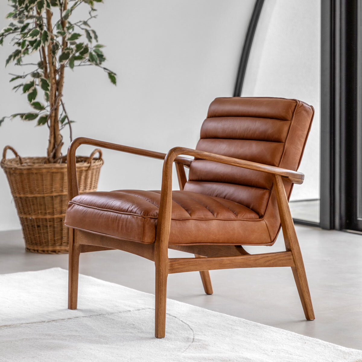 Gallery Datsun Brown Leather Armchair