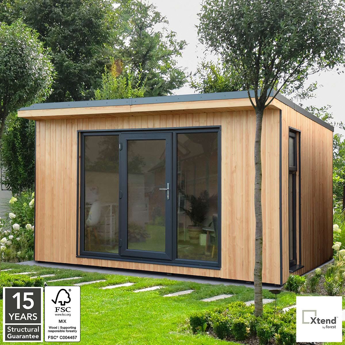 Installed Forest Garden Xtend Insulated Garden Room 13ft 3" x 10ft (4 x 3m)