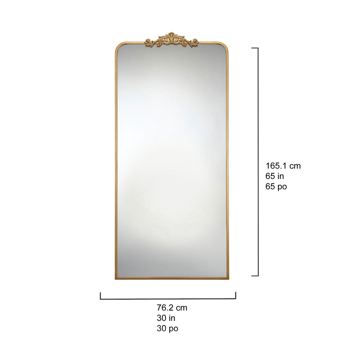 Ravena Gold Leaner Floor Mirror, 76 x 165 cm