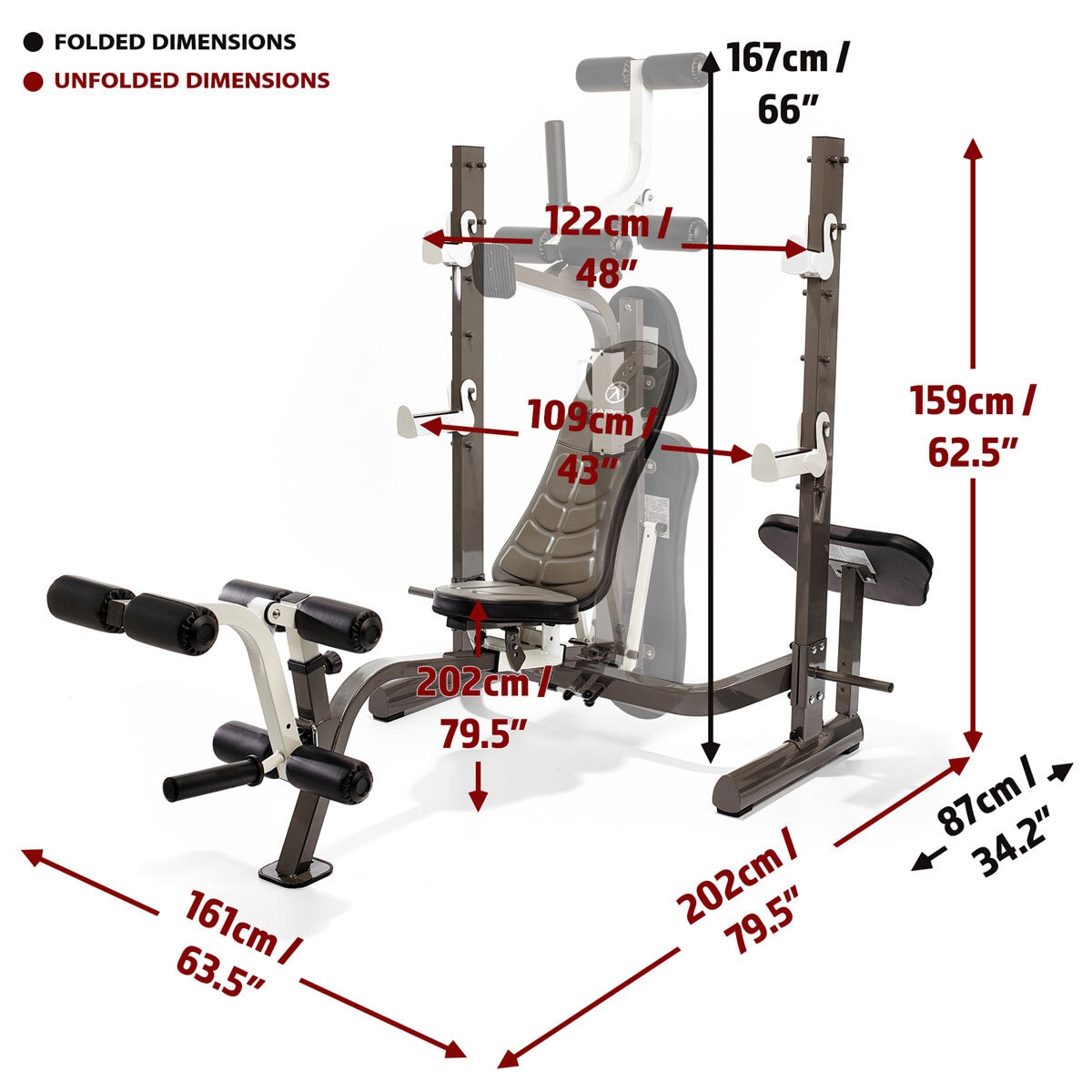 Marcy MWB-70205 Folding Olympic Barbell Bench with Rear Squat Rack