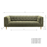 Isla Green Moss Fabiric Large 3 Seater Sofa