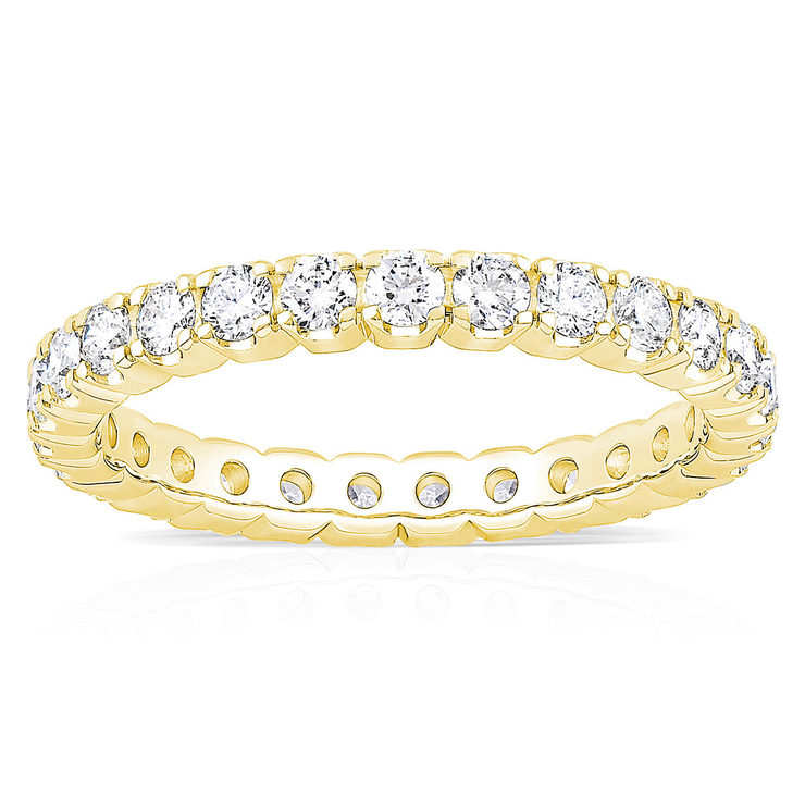 1.00ctw Round Brilliant Cut Claw Set Eternity Ring, 18ct Yellow Gold in ...