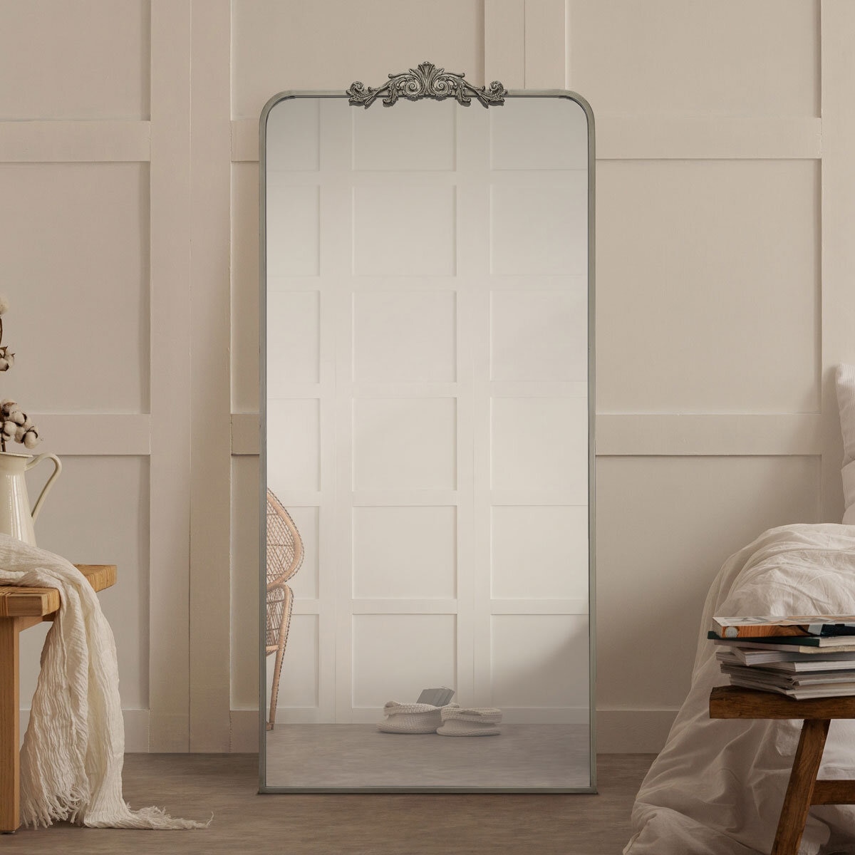 Ravena Silver Leaner Floor Mirror, 76 x 165 cm