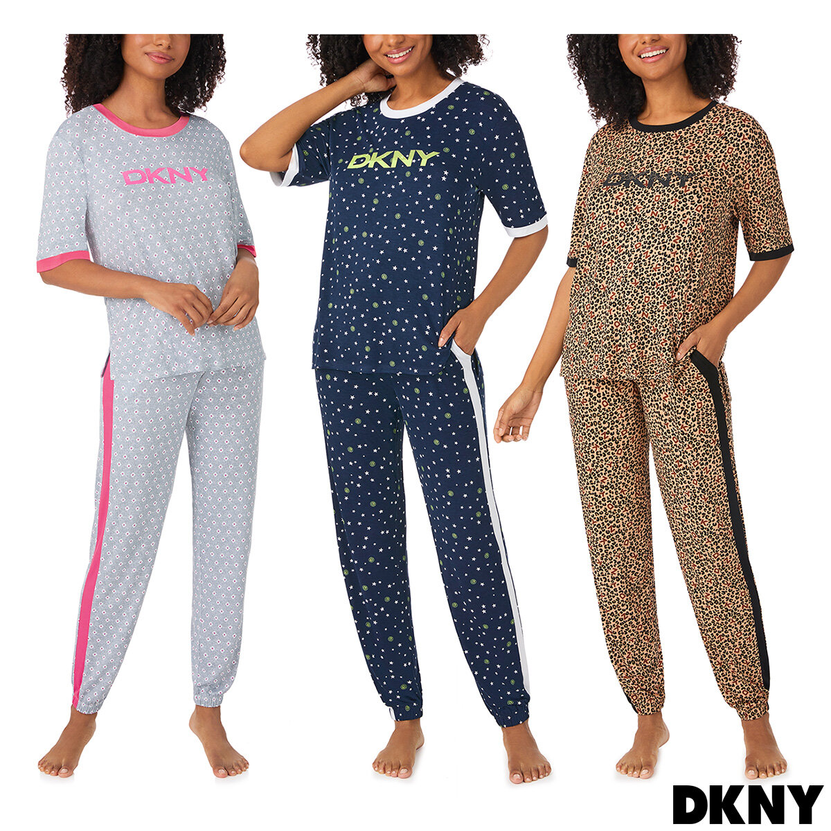 DKNY Ladies Short Sleeve Tee & Jogger Lounge Set in 3 Colours & 4 Sizes