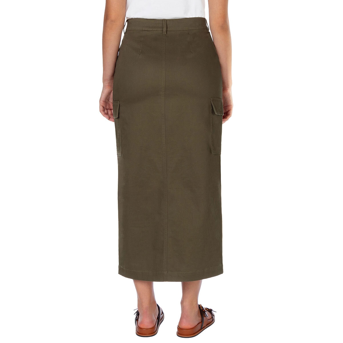 Wellworn Ladies Cargo Maxi Skirt in Olive