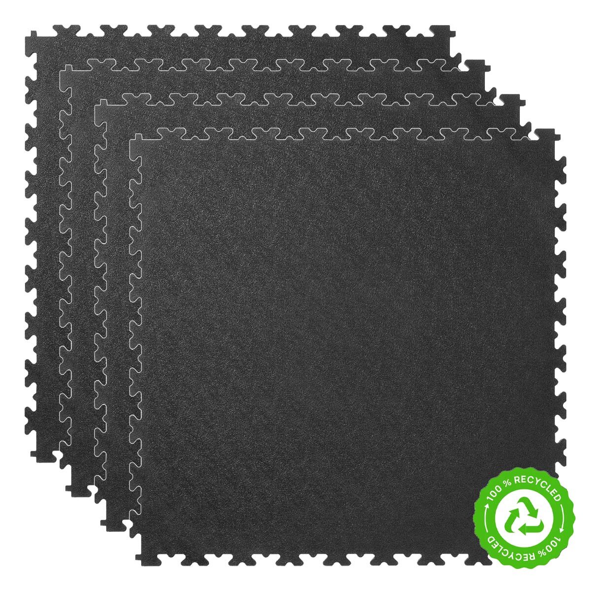 Klikflor RX500 7mm Recycled Garage Floor Tiles 4 pack (497 x 497 x 7mm) - 0.98m² per pack in Black