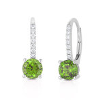 Round Cut Peridot & 0.09ctw Diamond Hoop Earrings, 14ct White Gold