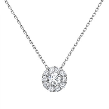 1.35ctw Round Brilliant Cut Diamond Halo Pendant, 14ct White Gold