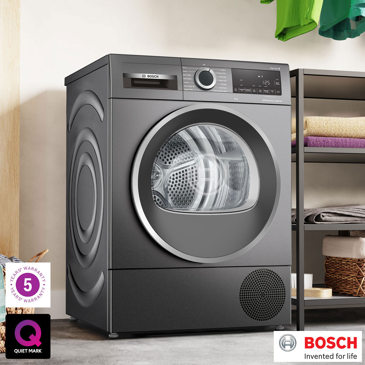 Bosch WQG245R9GB, Series 6 Heat Pump Dryer, A++ Rated in Grey