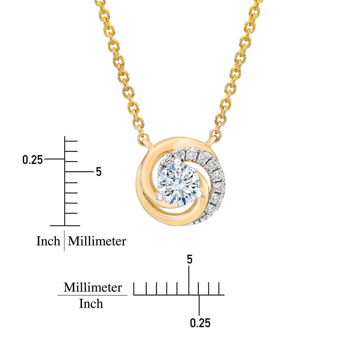 0.28ctw Round Brilliant Cut Diamond Pendant, 14ct Yellow Gold