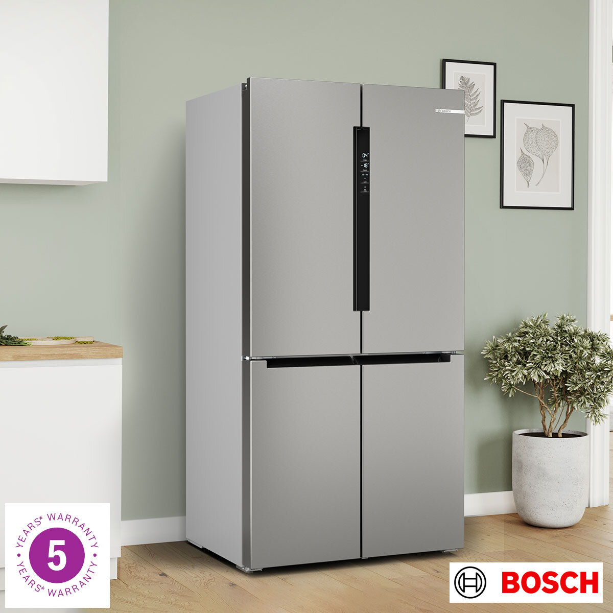 Bosch KFN96VPEAG, Multidoor Fridge Freezer, E Rated in Stainless Steel