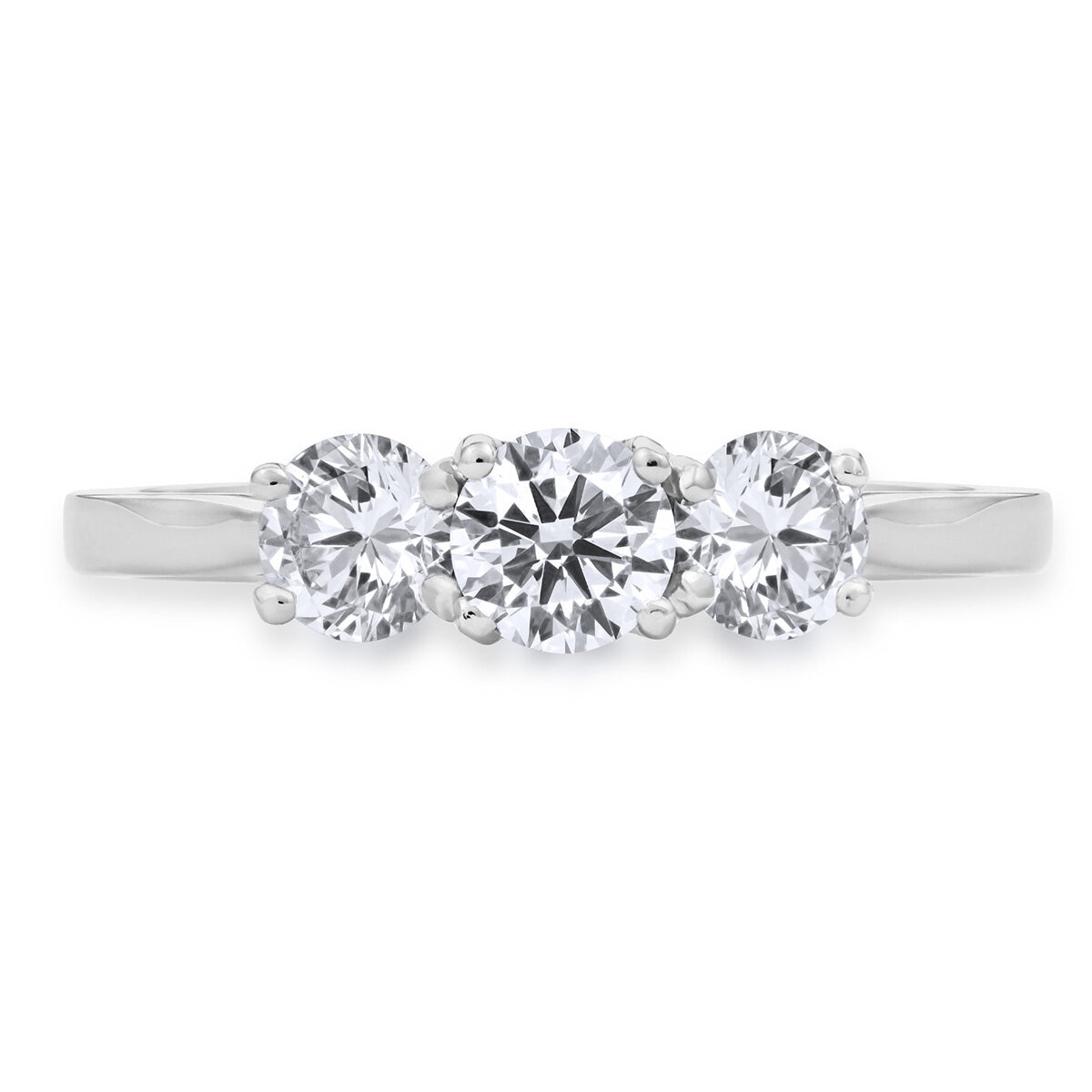 1.00ctw Round Brilliant Cut Diamond 3 Stone Ring, 18ct White Gold