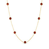 Garnet Necklace, 14k Yellow Gold