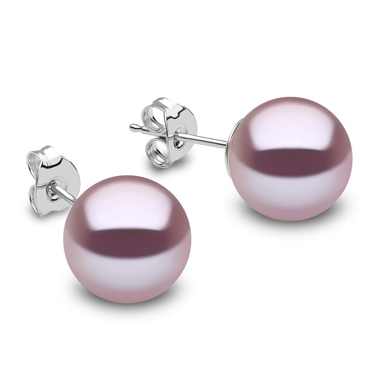 10 5 11mm Cultured Freshwater Pink Pearl Stud Earrings 18ct White Gold