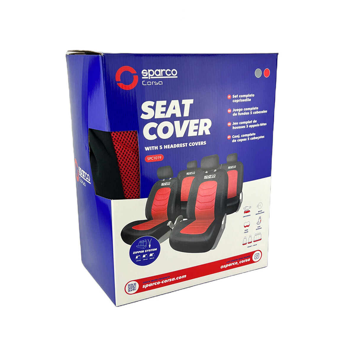 Sparco Cushioned Front and Rear Car Seat Cover in Red C...
