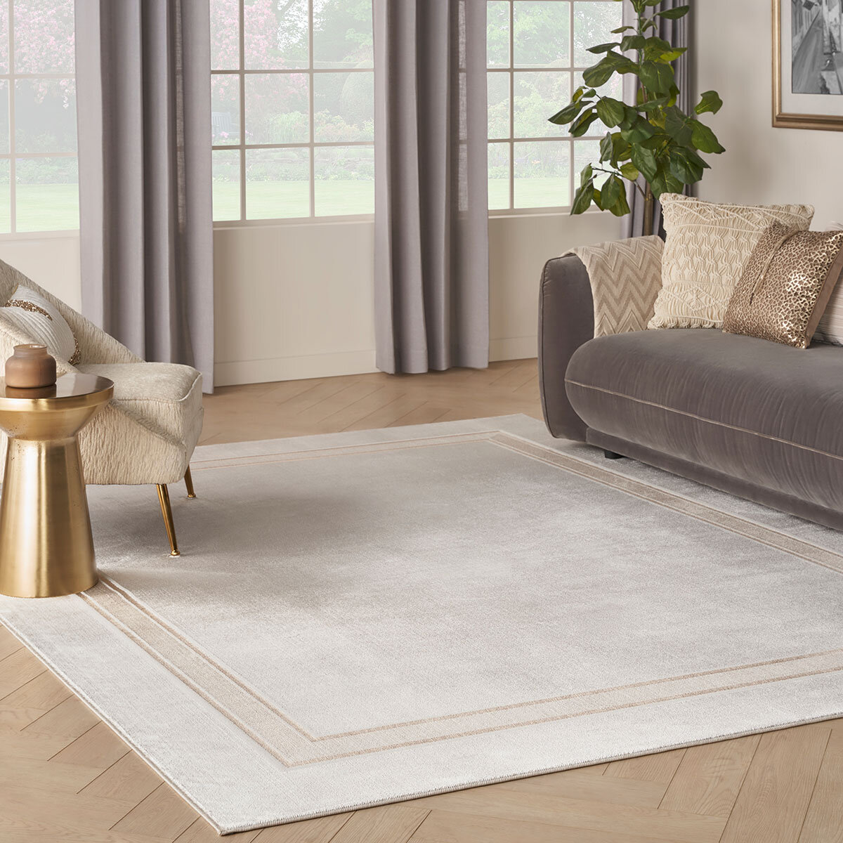 Glitz Cream Border Rug