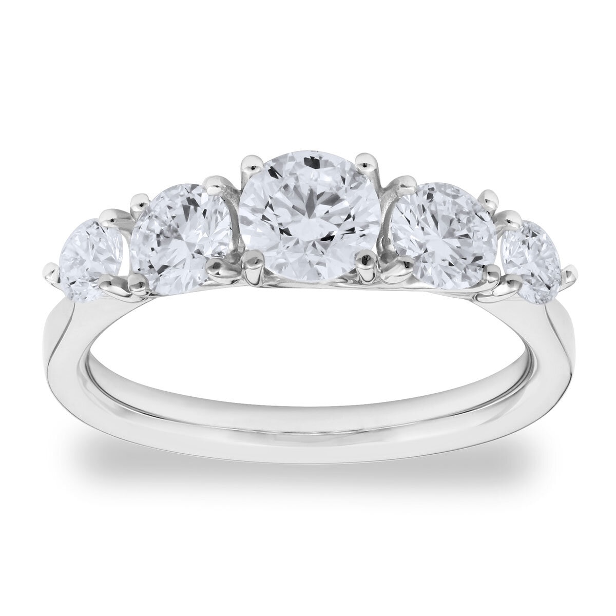 1.57ctw Round Brilliant Cut Diamond 5 Stone Ring, 18ct White Gold