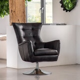 Gallery Bristol Grey Nubuck Leather Swivel Chair