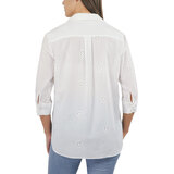 Jachs Ladies Eyelet Long Sleeve Shirt in White