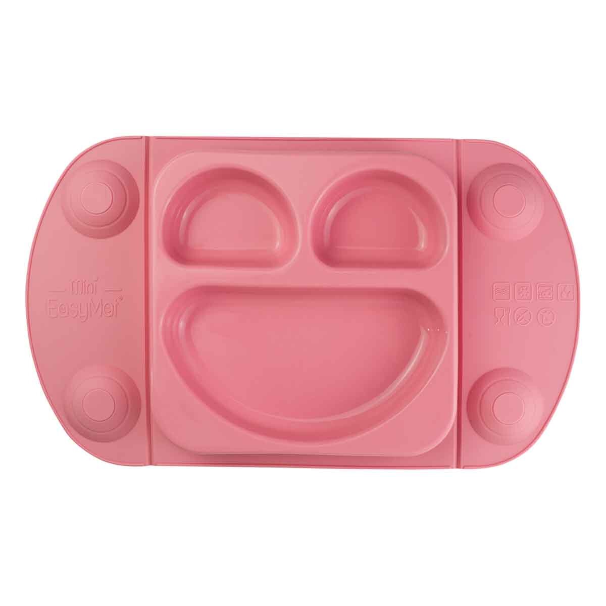 EasyTots EasyMat Mini Divided Suction Weaning Plate in Pink