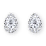 0.76ctw Pear Cut Diamond Halo Stud Earrings, 18ct White Gold