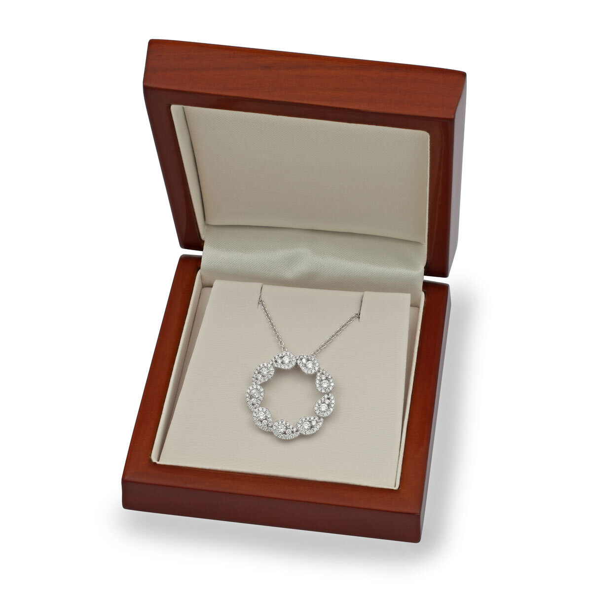 0.87ctw Round Brilliant Cut Diamond Circle Pendant, 18ct White Gold