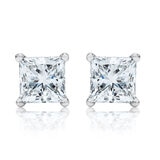 0.50ctw Princess Cut Stud Earrings, 18ct White Gold