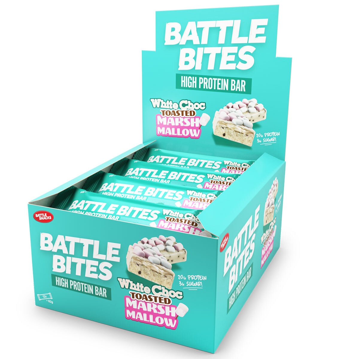 Battle Bites White Chocolate Toasted Marshmallow Protein Bar, 12 X 62g