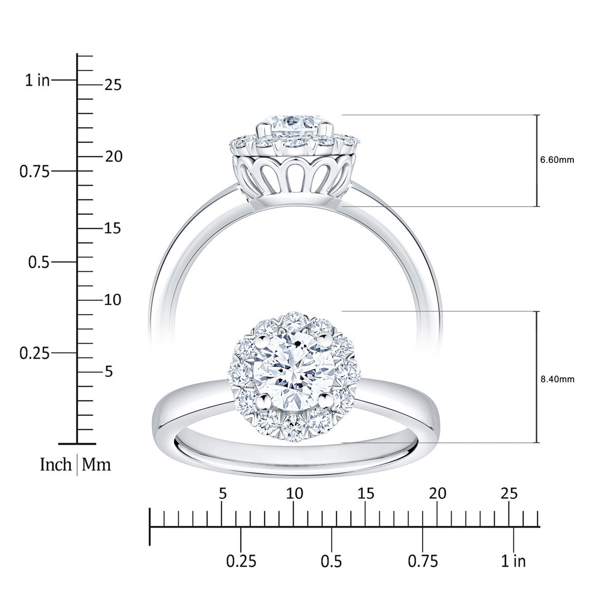 1.00ctw Round Brilliant Cut Diamond Halo Ring, Platinum