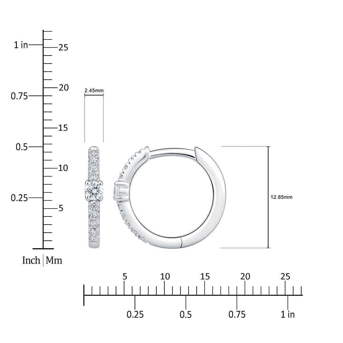 0.20ctw Round Brilliant Cut Diamond Hoop Earrings, 14ct White Gold