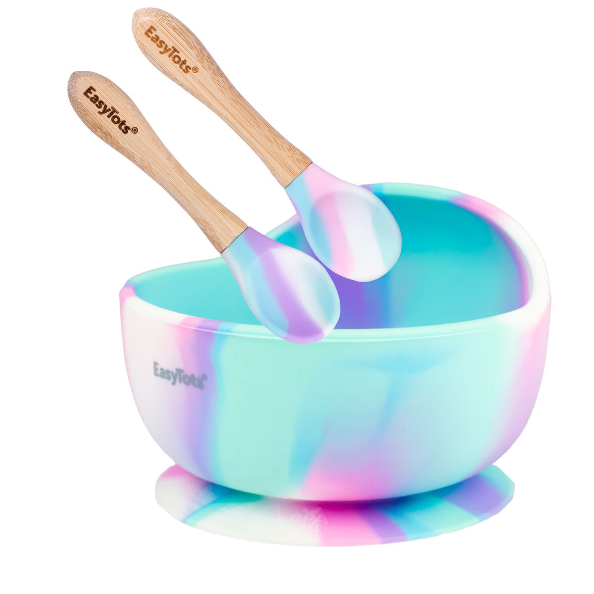 EasyTots Suction Bowl with Bamboo Spoons in 5 Colours