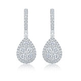 1.70ctw Round Brilliant Cut Diamond Cluster Earrings, 14ct White Gold