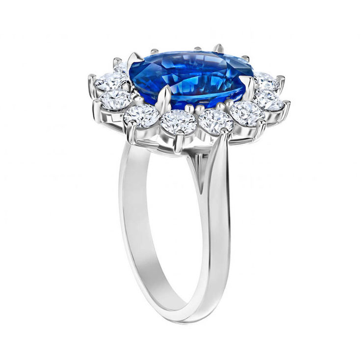 Oval Cut Blue Sapphire and 1.83ctw Diamond Ring, Platinum | Costco UK