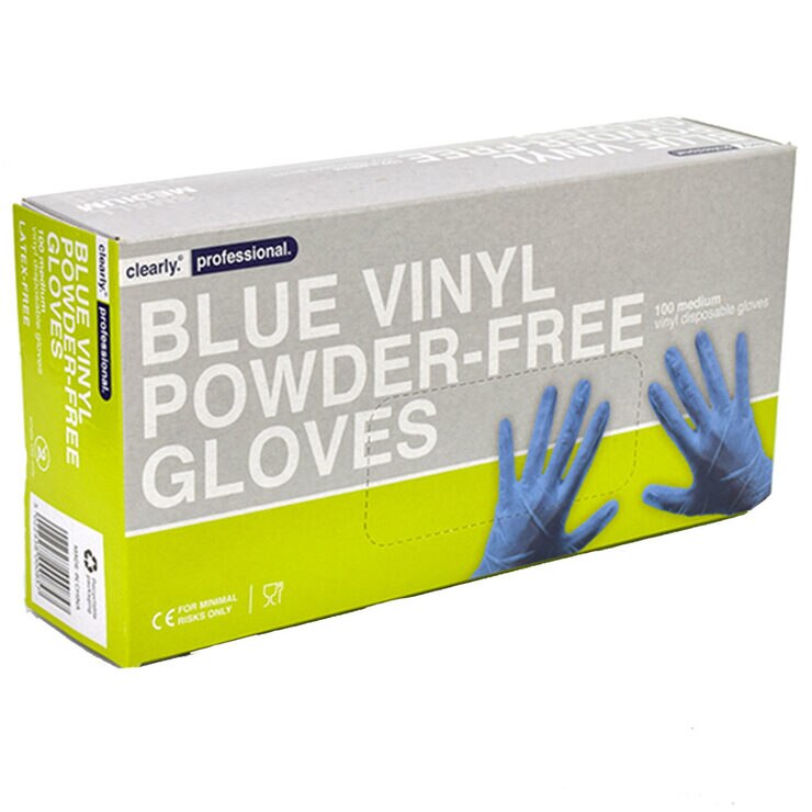 blue vinyl gloves