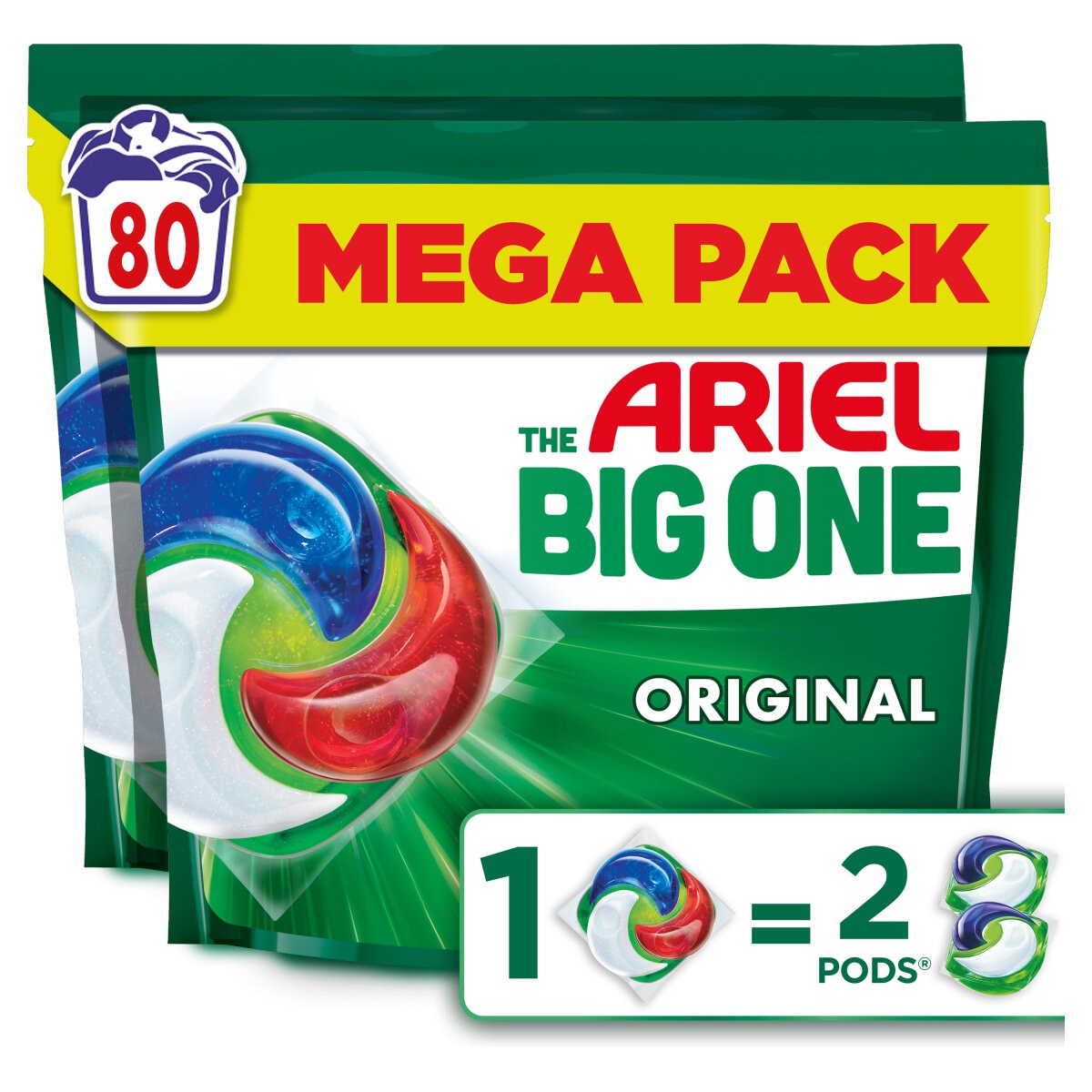 Ariel Laundry Detergent Liquid Pods Original, 80 Wash