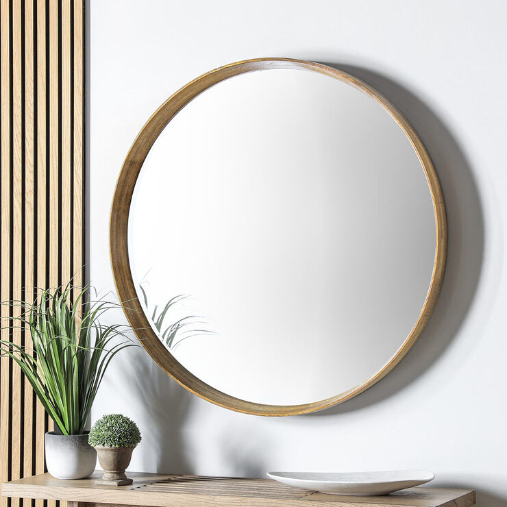 Gallery Keynes Oak Round Mirror, 100cm | Costco UK