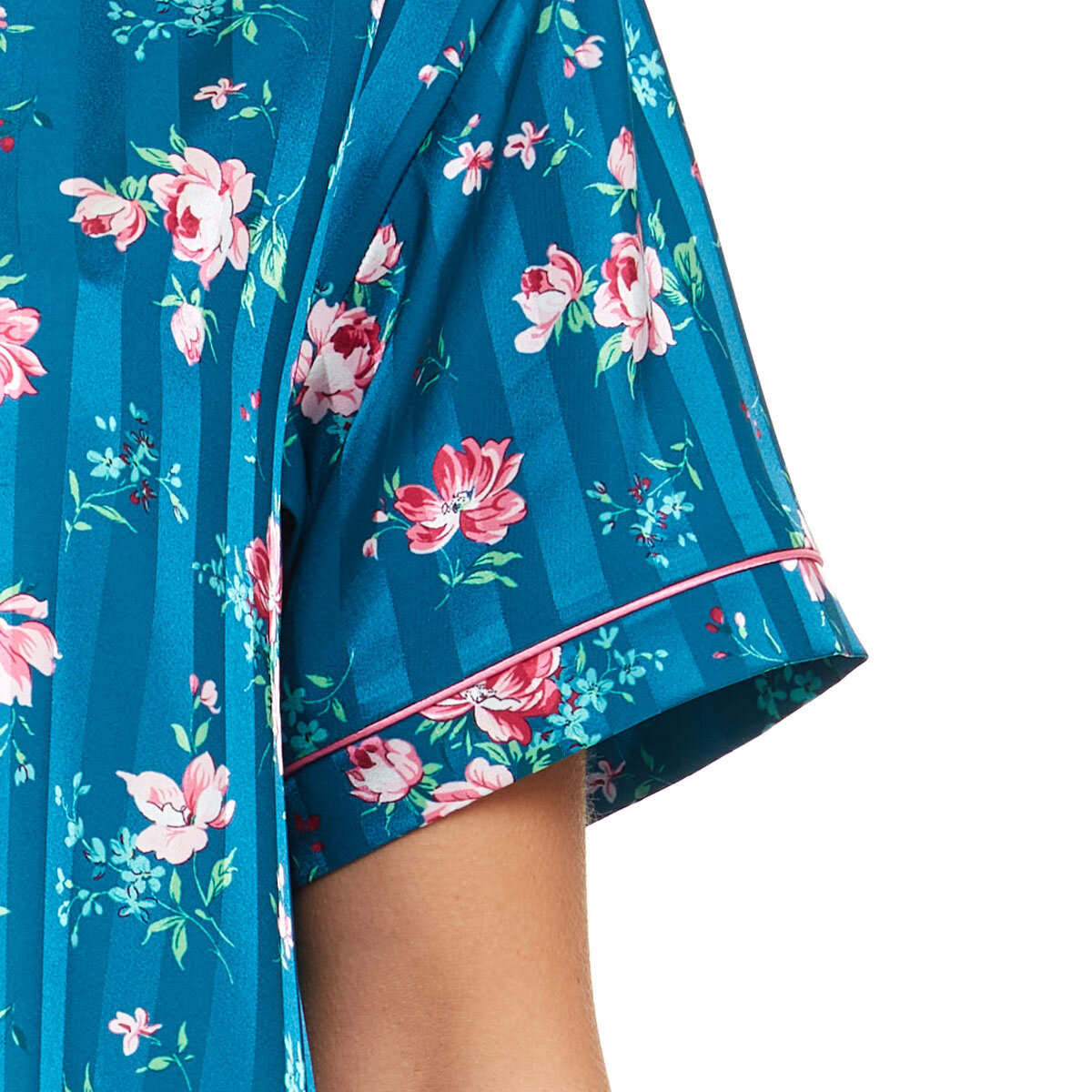 Flora Nikrooz Satin 2 PC Short Notch Pyjama Set in Blue