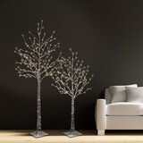 5ft 6 Inch (1.6m) 2 piece Twinkle Brown Flocked Twig Trees with 296 LED Lights