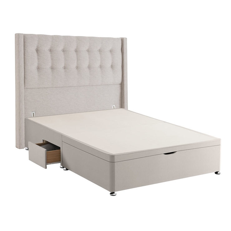 Silentnight Ottoman Divan Base With Bloomsbury Headboard In Dove Grey ...