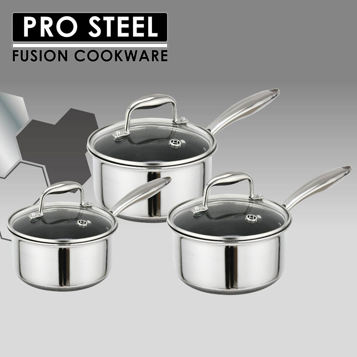 PRO STEEL Fusion 6 piece Saucepan Set