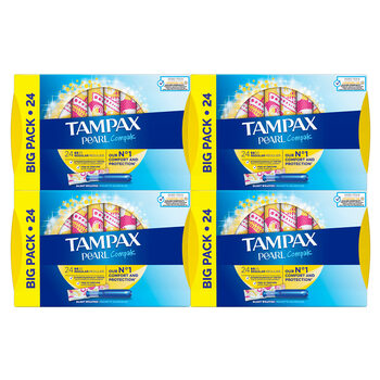 Tampax Pearl Compak Regular Tampons, 4 x 24 Pack