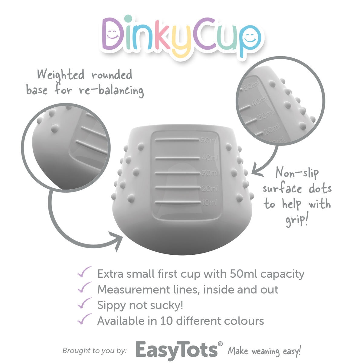 EasyTots Dinky Cup & Sippy Cup Bundle, 2 Pack - Grey