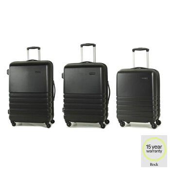 Rock Byron 3 Piece Hardside Luggage Set in Black