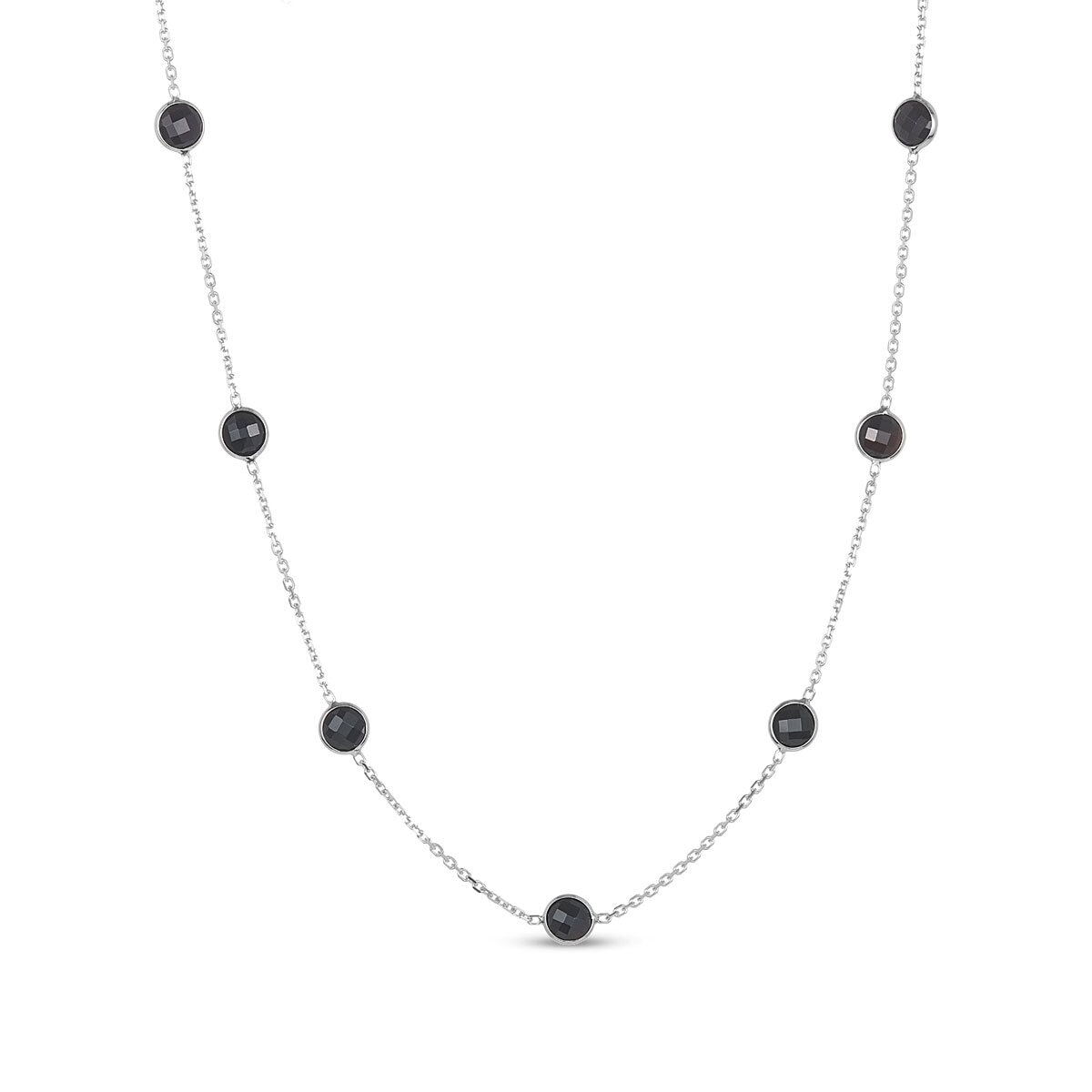 Black Onyx Necklace, 14ct White Gold