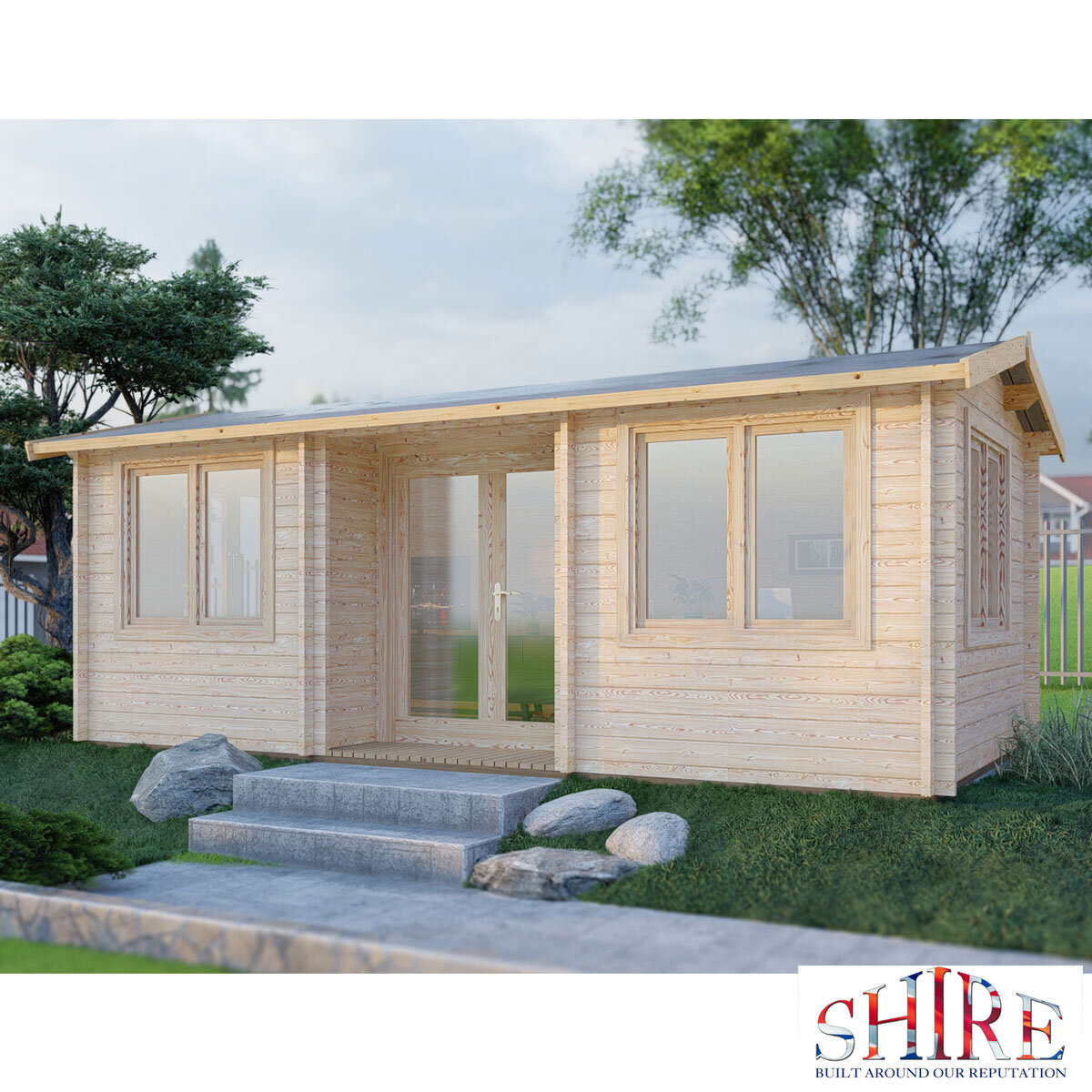 Installed Shire Whinfell 44mm Log Cabin 20 x 10ft (6 x 3m)