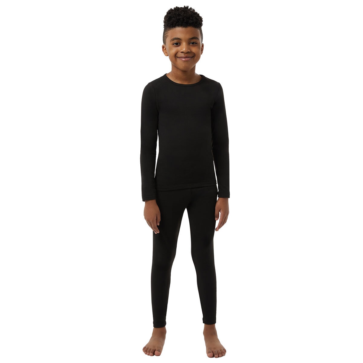 32 Heat Kids Plush Base Layer Set in Black, Large