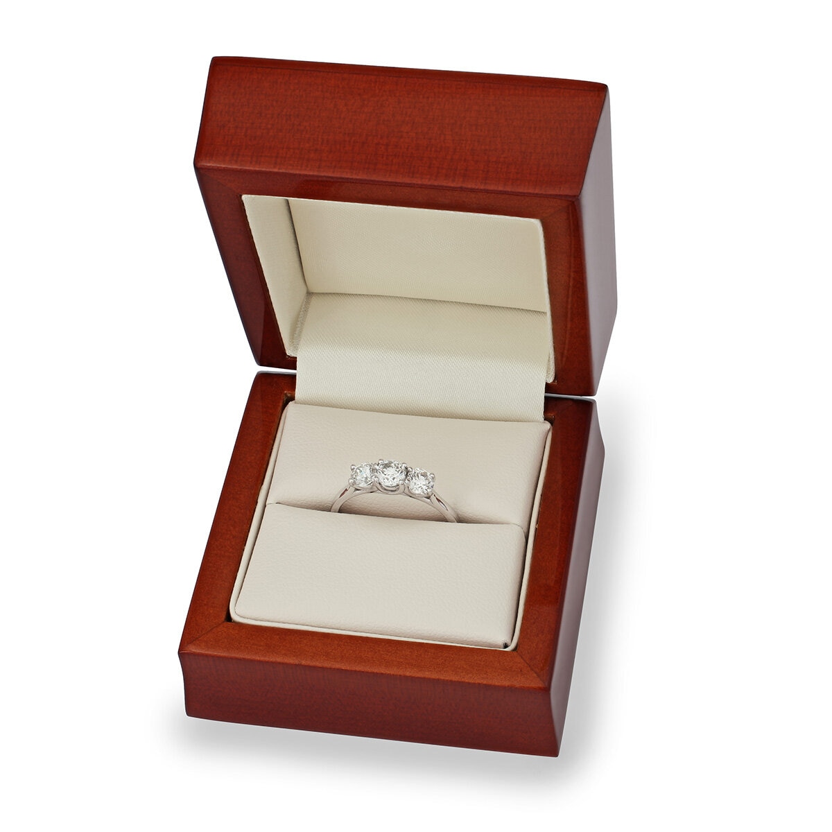 1.00ctw Round Brilliant Cut Diamond 3 Stone Ring, 18ct White Gold