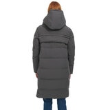 DKNY Ladies Long Down Coat with Hood in Grey